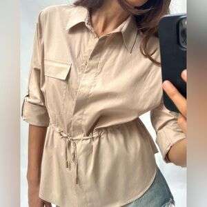 Zara | Poplin Safari Shirt (XS)